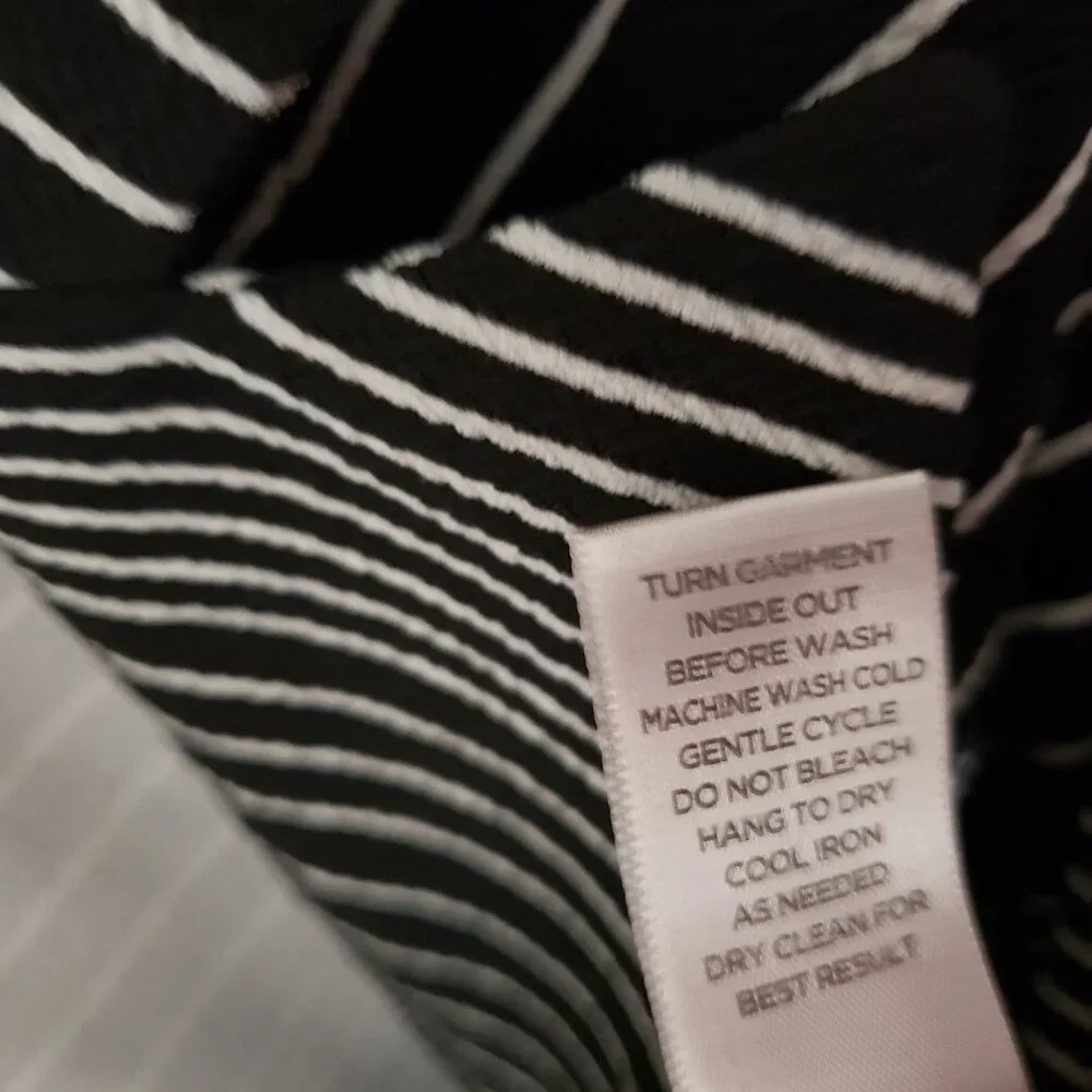 Avenue 22 24 2X Jacket Blazer Black White Striped Knit Office Minimalist Stretch